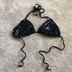 Black sequined bathing suit top